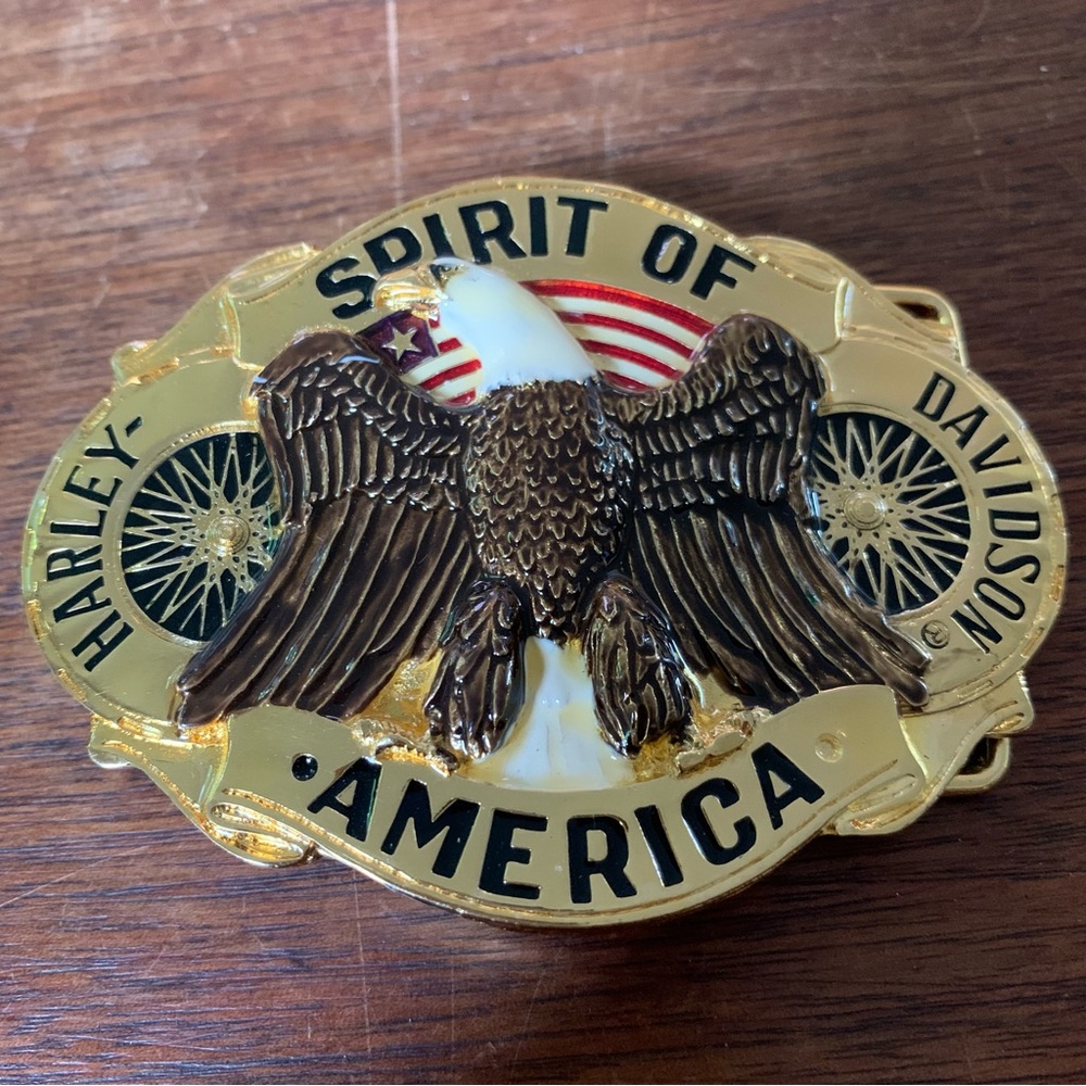 VTG 1978 Harley Davidson Bald Eagle Brass Belt Buckle Spirit of America RainTree